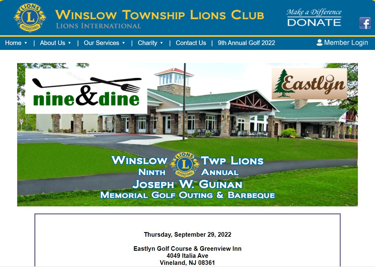 Photo of Invitation for Memorial Golf Outing & Barbeque by Winslow Township Lions Club